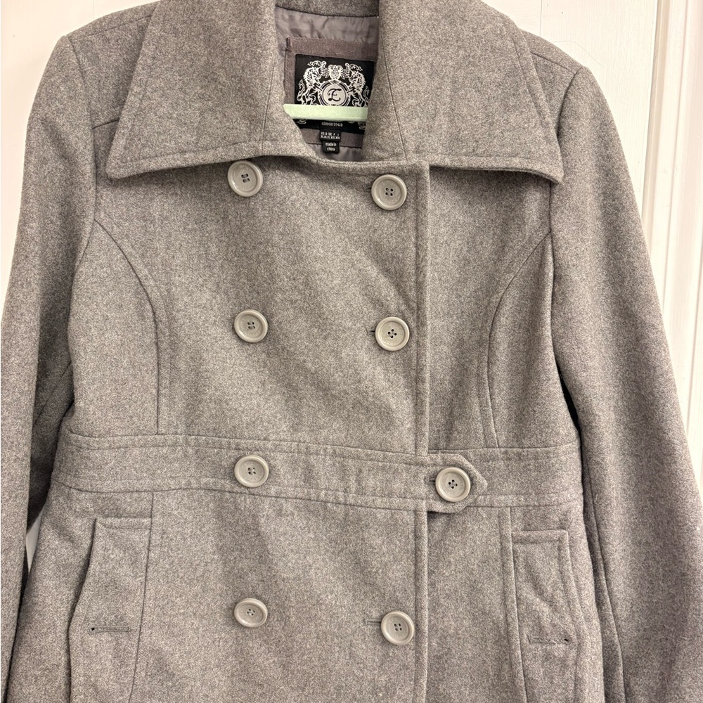 Ladies Light Gray Double-Breasted P-Coat